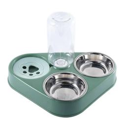 Alimentador automático para animais de estimação com fonte de água para cães e gatos tigela de comida, carrinho duplo levantado, tigelas de prato para gatos, 3-em-1 - Image 5