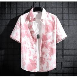 Camisa de praia de manga curta masculina, polo fino com gola alta, blusa casual justa, roupas da moda havaiana, verão - Image 6