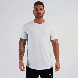 Camiseta de manga curta masculina com gola redonda, blusa fitness, roupa esportiva para exercícios, casual, moda verão - Image 4