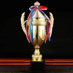 Grande Troféu de Ouro Copo Troféu Personalizado Fita Colorida Prêmio Ouro Para Esportes Competições Torneios Futebol Liga Jogo - Image 3