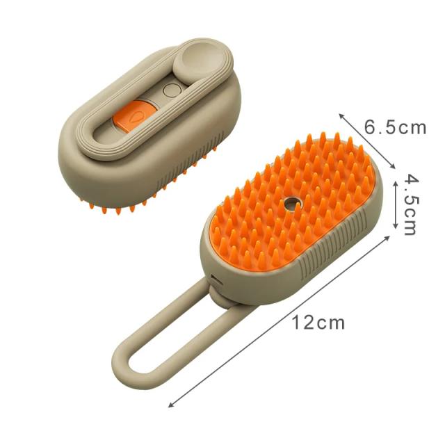 Escova de Vapor Elétrica 3 em 1 para Gatos com Massagem, Spray de Água e Escova de Banho