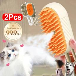 3 em 1 escova de massagem para cão e gato, spray a vapor, rotativo, flutuante, banho, depilação, pente, 2pcs - Image 1