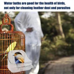Banheira de água para pássaros multifuncional, gaiola para animais de estimação, tigela suspensa, papagaio, piscina de pássaros, conveniente, grossa e resistente para pássaros pequenos - Image 4