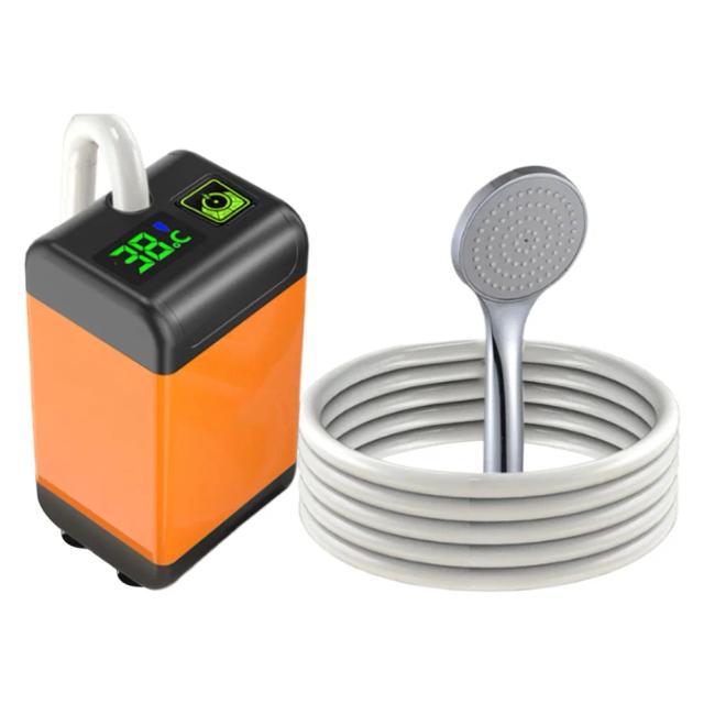 Bomba de Chuveiro Elétrica Portátil com Display Digital para Acampamento, Praia e Caminhadas - Impermeável IPX7