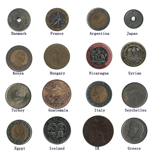 Coleção de 16 Moedas Antigas Originais de Diferentes Países, Usadas e Cheias de História