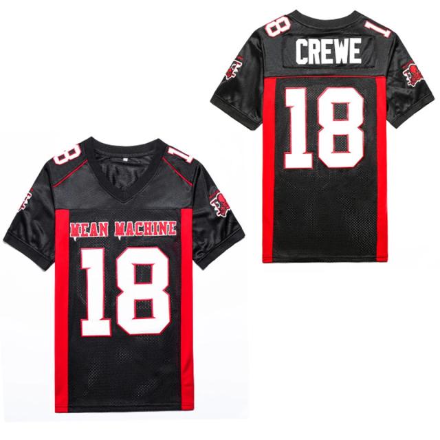Jersey de Futebol Americano Bordado Paul Crewe em Preto com Ventilação para Esportes ao Ar Livre e Uso no Quintal