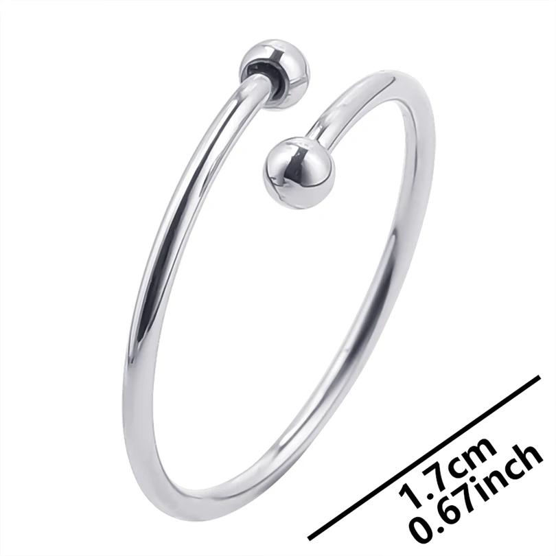Anéis de aço inoxidável ajustáveis para homens e mulheres, cor prata, anéis abertos, pedra DIY, acessórios multiestilo - Image 1