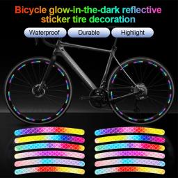 Adesivo reflexivo arco-íris para rodas de bicicleta, Laser Night Glow adesivo para carro, Motocicleta, Segurança noturna, Adesivos de aviso à prova d'água - Image 2