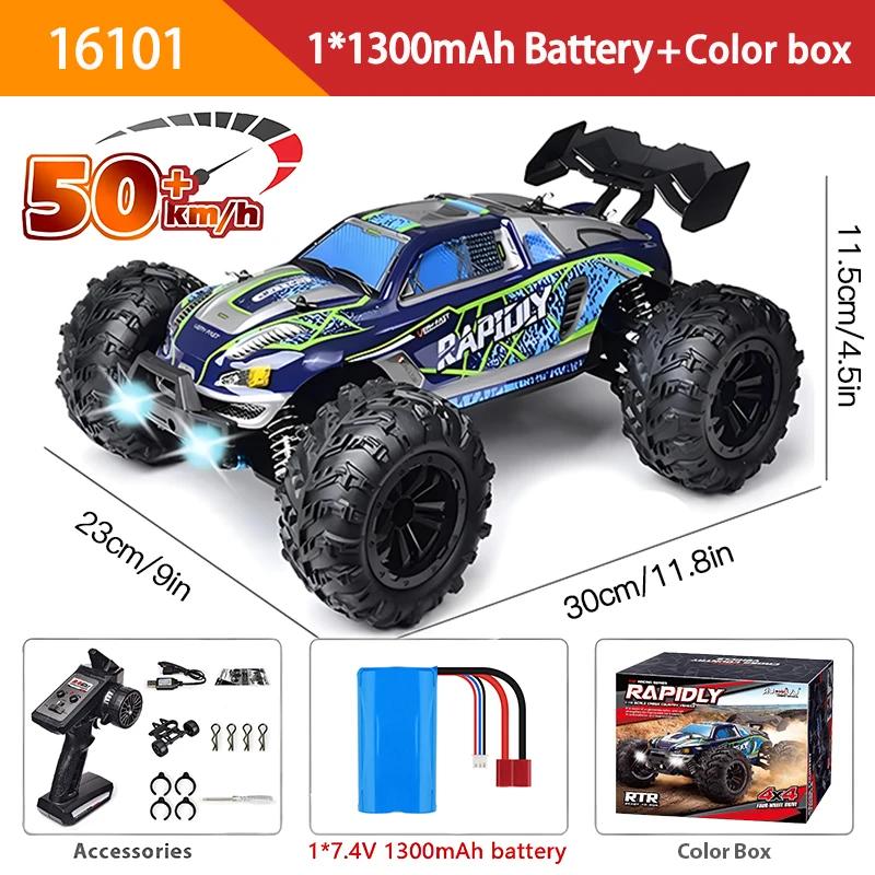 Carro com controle remoto LED para crianças, 1:16, 70 kph ou 50 kph, 4WD, monstro de alta velocidade Drift, caminhão 4x4, Wltoys 144001 Brinquedos - Image 1
