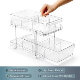 Limpar Organizador Multi-Funcional com Divisórias, Banheiro Bancada Rack, Cozinha Snack Titular De Armazenamento, 2 Camadas - Image 1