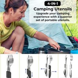 Conjunto utensílio de acampamento dobrável, faca multifuncional, garfo, combinação de colher, atividades ao ar livre, piquenique, viagens, esportes - Image 2