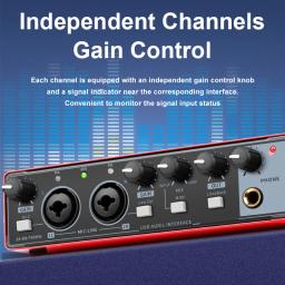 Interface de áudio Placa de som com display, Mixer estúdio de gravação profissional, guitarra elétrica, gravação no local, 2 canais, 24 - Image 5