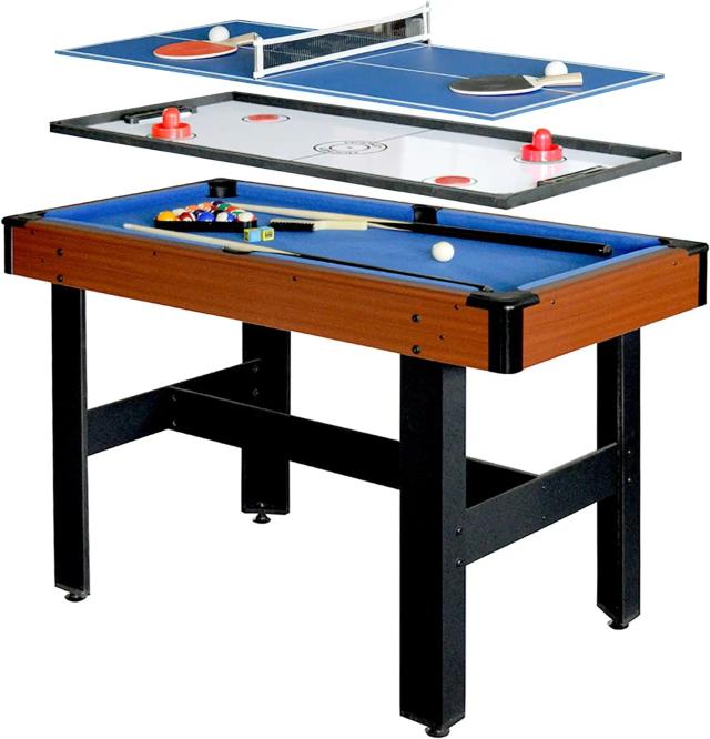 Mesa de Jogo Hathaway-Triad 3 em 1 com Piscina, Glide Hockey e Tênis de Mesa, Azul, Ideal para Salas de Jogos Familiares, 48 Pol.