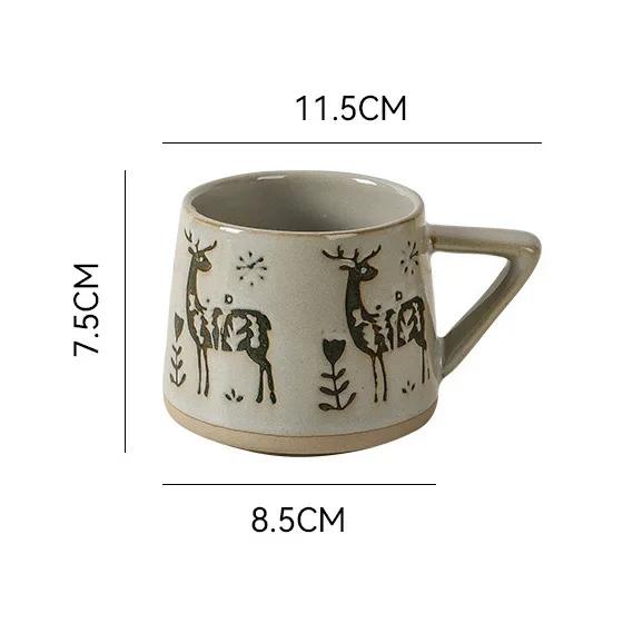 Caneca Cerâmica Retrô Resistente ao Calor para Café, Suco e Chá - Presente Ideal para o Natal e Decoração do Escritório