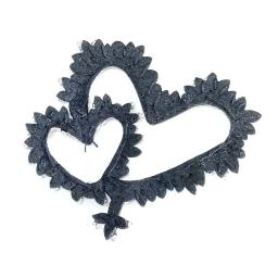 Contas artesanais com grande coração, remendo sew-on, decoração oca-out, acessórios de vestuário, preto e branco, 9*8.5cm, 11*11cm, 1 pc - Image 4