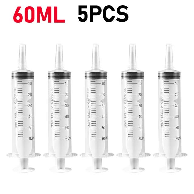 Seringas plásticas descartáveis sem agulha para alimentação animal e uso na cozinha, disponíveis em 60 ml e 100 ml, ideal para cola e outros líquidos