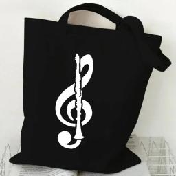 Bolsas femininas nota de música batimento cardíaco bolsa de lona bolsa engraçada para adolescente moda sacola design marca saco lateral para senhoras - Image 2