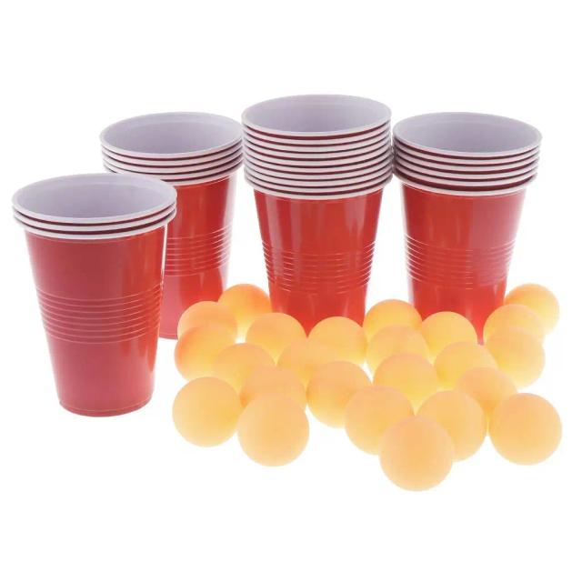 Jogo de Beer Pong com 24 Copos e 24 Bolas para Diversão Garantida