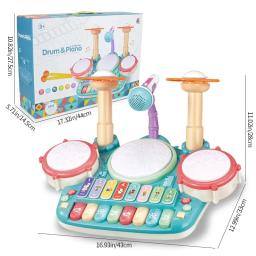Brinquedo de bateria com instrumentos musicais, luzes de microfone, teclado piano, aprendizagem precoce, brinquedos educativos para crianças, menina de 3 anos - Image 5