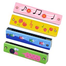 Gaita de madeira para crianças brinquedos instrumentos musicais 16 buracos dupla fileira sopro dos desenhos animados woodwind boca gaita - Image 1