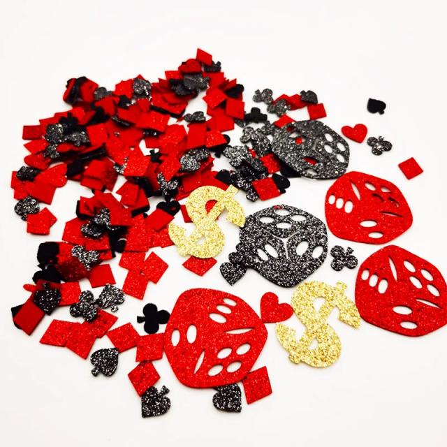 Bolinhas de Poker e Confetes com Glitter para Decoração de Festas - Kit de 100 ou 200 Peças para Aniversários e Eventos
