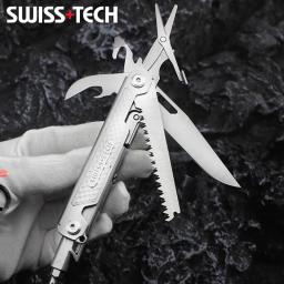 SWISS TECH-Mini Faca Dobrável Multitool, 11 em 1, EDC, Tático, Camping, Ferramentas de Sobrevivência, Canivete ao ar livre, Tesoura, Chave de fenda - Image 1