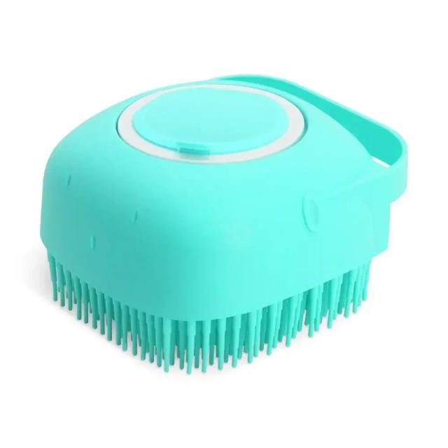 Escova de Silicone para Massagem e Banho de Cães e Gatos com Gel Especial de Limpeza