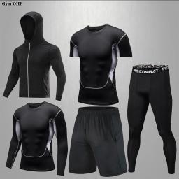 Terno esportivo masculino ginásio de fitness compressão conjunto roupas esportivas correndo jogging esporte wear roupas exercício rashguard mma treino masculino - Image 2