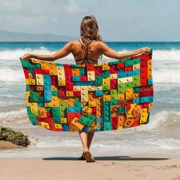 Toalha de praia colorida com padrão LEGO para diversão ao sol Adequado para toalhas, toalhas de banho, toalhas de praia - Image 4