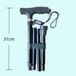 Bastão Dobrável de Alumínio com Luz, Bastões Retráteis, Trekking Poles para Velho, Muletas Elegantes para os Idosos, Vovô - Image 4