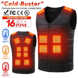 Auto-aquecimento jaqueta térmica para homens e mulheres, 16 áreas, usb colete aquecido, roupas quentes, lavável, pesca, camping, inverno - Image 1