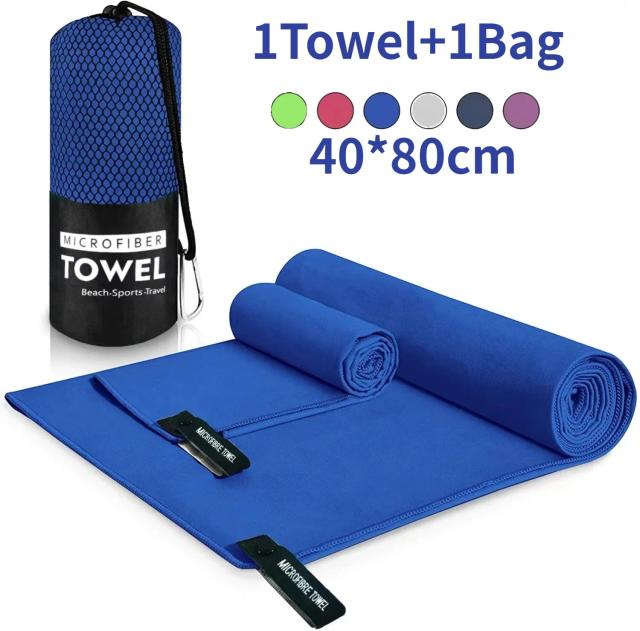 Toalha Desportiva Secagem Rápida 40x80cm - Ideal para Ginásio, Natação, Camping e Praia em Diversas Cores: Azul, Cinzento, Verde e Laranja