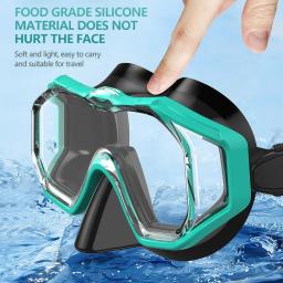 Máscara de snorkel de visão ampla para adultos e crianças, 3 lentes, ajustável, hd, panorâmica, mergulho, mergulho, natação, mergulho - Image 2