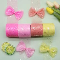 25 jardas colorido estrela tule fita impresso malha diy artesanal hairpin arco cocar cozimento festa de casamento decoração acessórios - Image 5