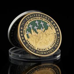 Moeda de Desafio Banhada a Ouro e Prata, 75 ° Aniversário da Segunda Guerra Mundial, França Dia D Normandia, 1999 4.6.6 - Image 2