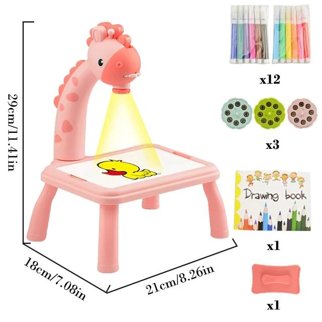 LED projetor arte desenho mesa brinquedos, mesa para crianças, mesa de pintura, artes e ofícios projeção, aprendizagem educacional brinquedo - Image 1