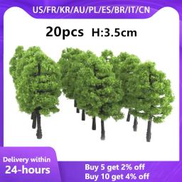 20 pces trem artificial miniatura árvore modelo de plástico cenário ferroviário decoração construção paisagem acessórios 1:100 3.5cm - Image 1