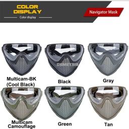 Máscara tática com malha de aço Airsoft Paintball Máscara facial completa adequada para capacete rápido com óculos de proteção para os olhos 3 lentes - Image 6
