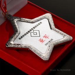 Medalha Em Forma De Pentagrama De Metal De Liga Personalizado, Medalhas De Produção, Competição De Eventos Esportivos Escolares, Prêmios De Estrela De Cinco Pontas, 1Pc - Image 2