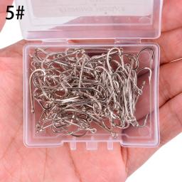 100 pçs ganchos gabarito de aço carbono alta grande haste longa ganchos pesca mar pint gancho conjunto com olhos farpa pesca acessórios - Image 4
