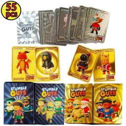 Shiny Gold e Silver Foil Shiny Coleção Cartões, Stumble Guys, Anime Jogo de Tabuleiro, Flash Figure, Trading Card, Aniversário e Presente de Natal, 55PCs por Conjunto - Image 2
