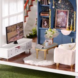 Casa de boneca grande móveis kits de construção em miniatura kit casa de bonecas diy roombox villa jardim casas de madeira brinquedo para crianças presentes adultos - Image 4