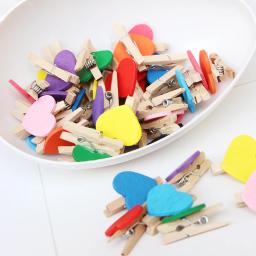 Clipes de madeira coloridos para roupas, Papel fotográfico Peg, Pin Mini Prendedor de roupa, Clipes cartão postal, Home Wedding, Decorações do Dia dos Namorados, 50PCs - Image 2