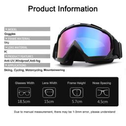 Óculos de esqui à prova de vento ciclismo motocicleta óculos anti-nevoeiro óculos de esqui snowmobile esporte ao ar livre neve snowboard óculos - Image 5