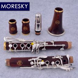 MORESKY-vermelho madeira profissional clarinete, jacarandá, Bb prata plated17 chaves, madeira maciça, Mopane Sib Klarnet, M19(OEM) - Image 4