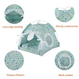 Tenda portátil de impressão floral para pequenos animais, tenda fechada para gatos, cama dobrável, cama confortável para gatinhos, canil para animais de estimação - Image 5