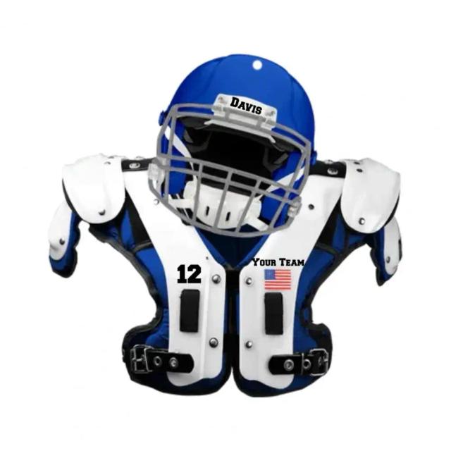 Ornamento de Futebol Americano com Capacete Realista - Decoração Exclusiva para Suspensão de Carro e Almofadas do Ombro Handmade