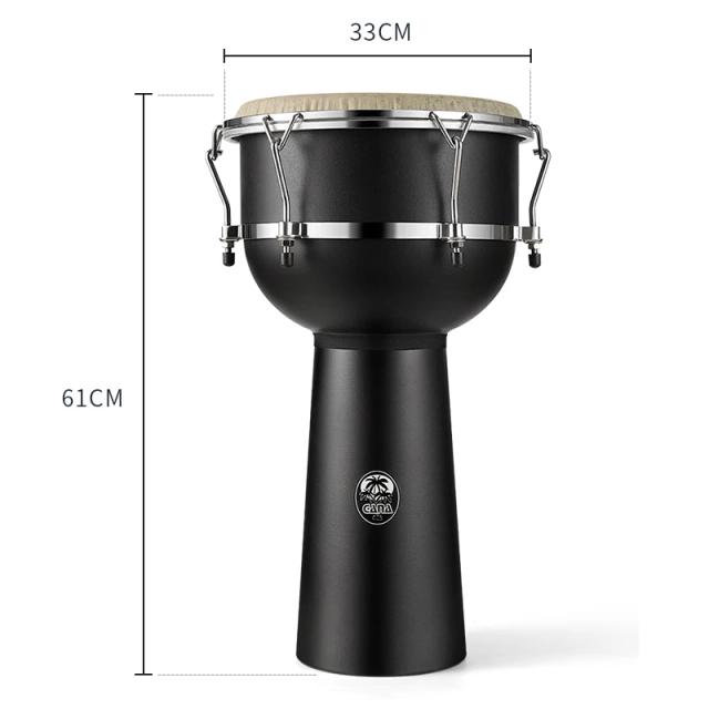 Tambor Djembe Africano Profissional Preto para Adultos e Crianças - Grande Instrumento de Percussão para Música