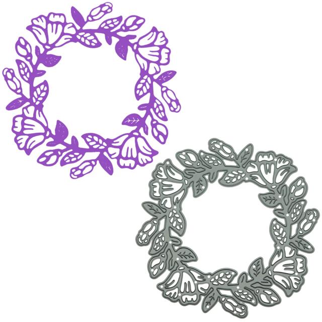 Cortador de Papel em Forma Circular para Scrapbooking: Quadro de Videira e Flores em Metal para Decoração e Álbuns de Fotos Artesanais
