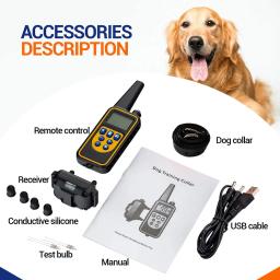 Recarregável impermeável Dog Training Collar, 800 jardas, Médio, Grande, Sistema Eletrônico de Treinamento, Suporte 3 Cães, Rodadas de Choque Stop - Image 6